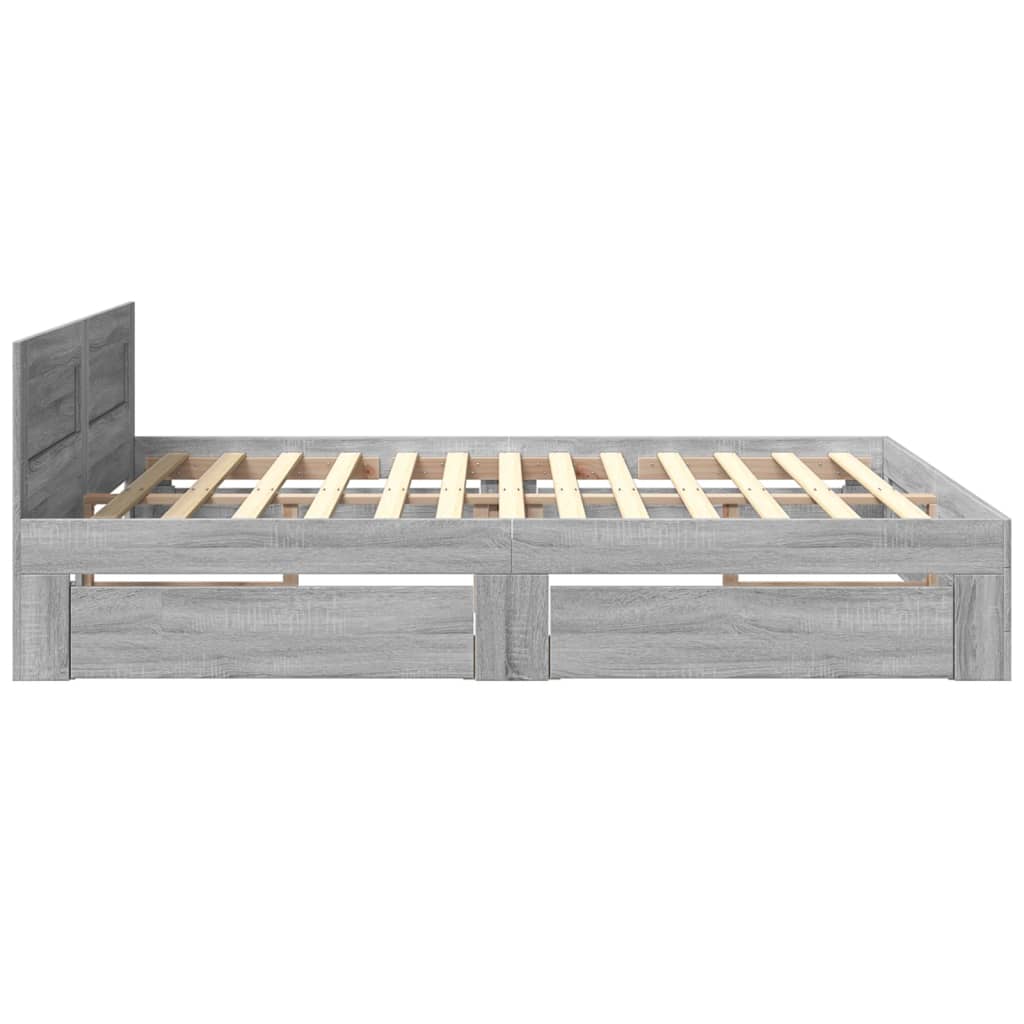 vidaXL Πλαίσιο Κρεβατιού με Κεφαλάρι Γκρι Sonoma 180x200εκ. Επεξ. Ξύλο