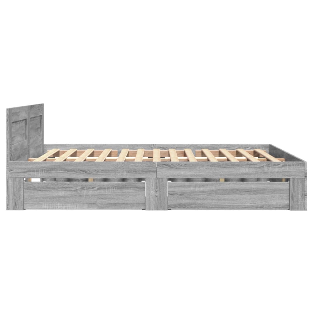 vidaXL Πλαίσιο Κρεβατιού με Κεφαλάρι Γκρι Sonoma 120x200εκ. Επεξ. Ξύλο