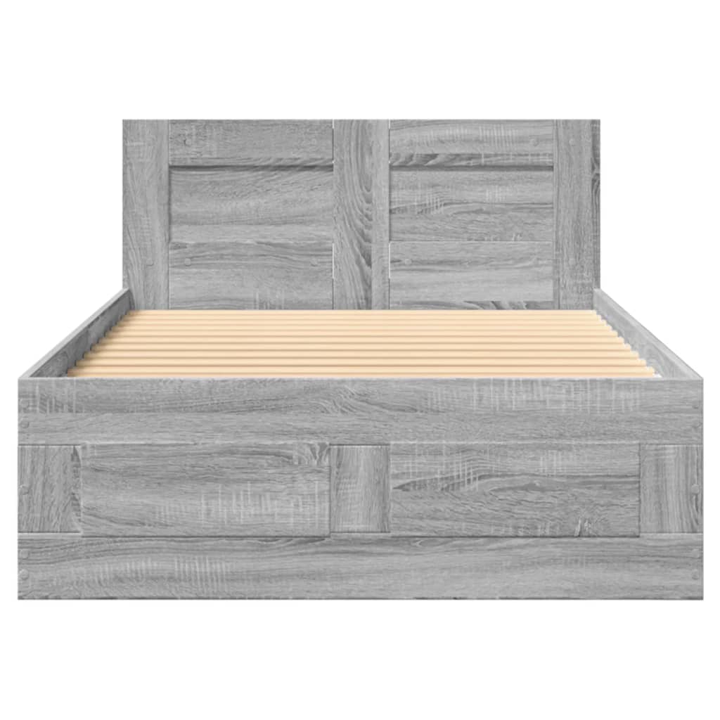 vidaXL Πλαίσιο Κρεβατιού με Κεφαλάρι Γκρι Sonoma 90x200 εκ. Επεξ. Ξύλο