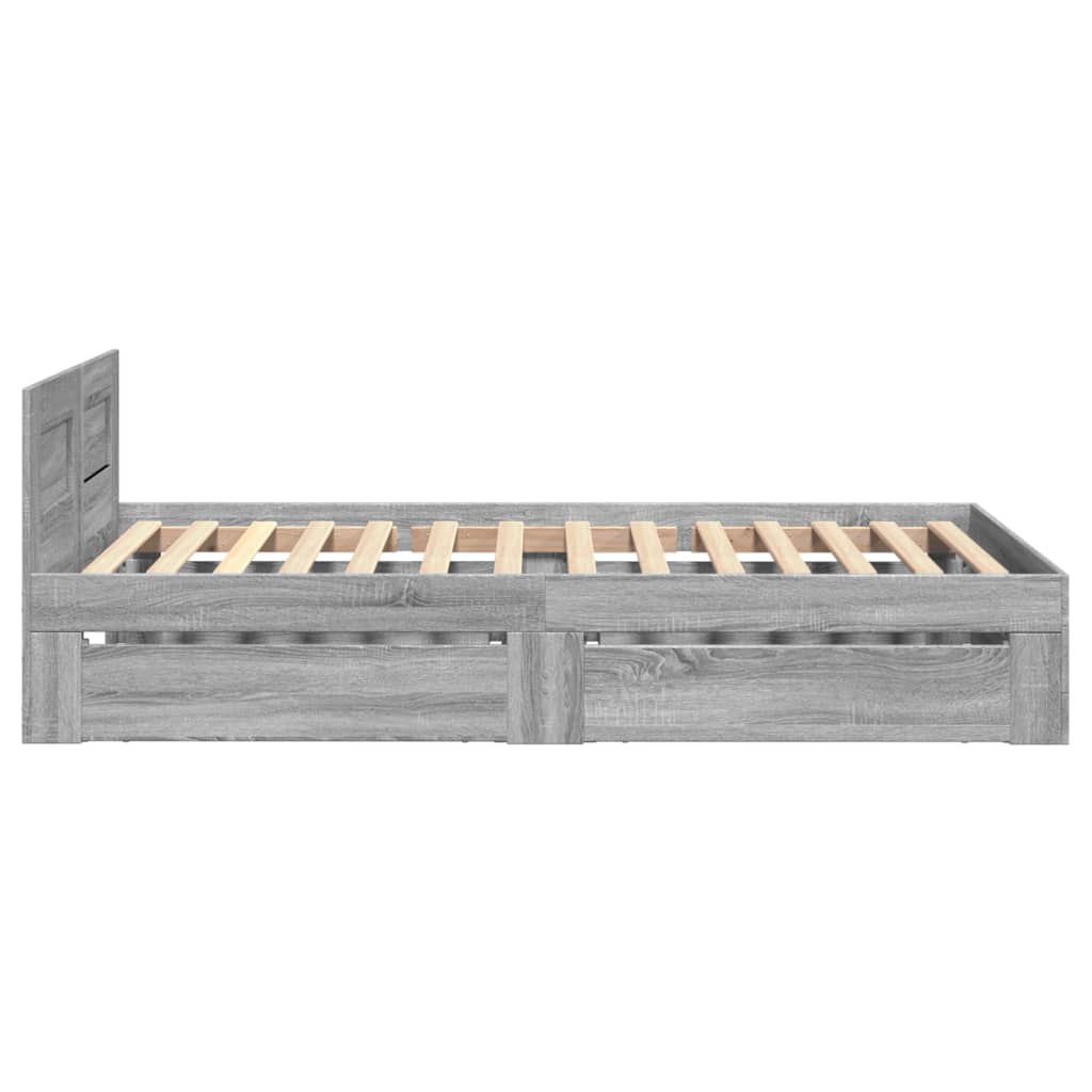 vidaXL Πλαίσιο Κρεβατιού με Κεφαλάρι Γκρι Sonoma 90x200 εκ. Επεξ. Ξύλο