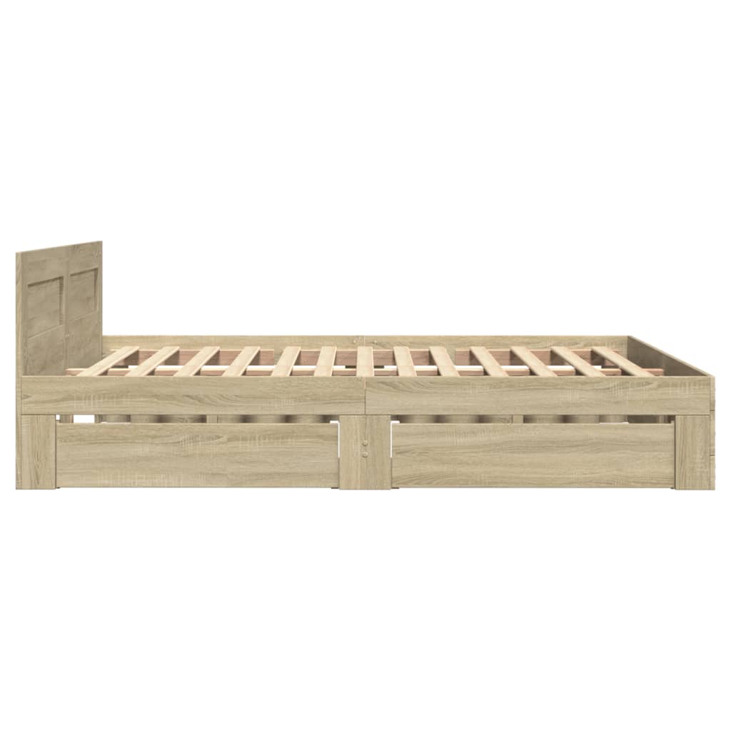 vidaXL Πλαίσιο Κρεβατιού με Κεφαλάρι Sonoma Δρυς 135x190εκ. Επεξ. Ξύλο