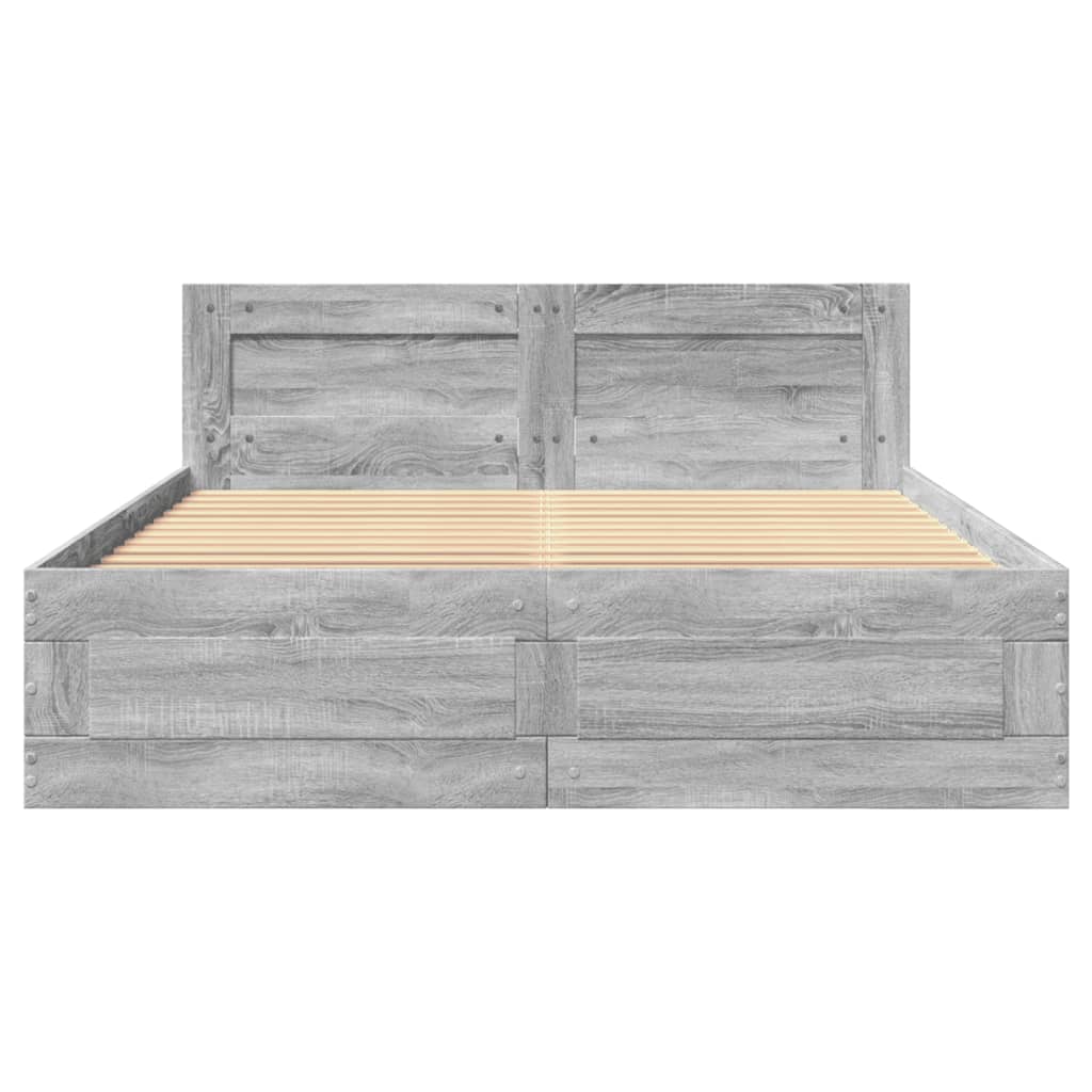 vidaXL Πλαίσιο Κρεβατιού με Κεφαλάρι Γκρι sonoma 120x190εκ. Επεξ. Ξύλο