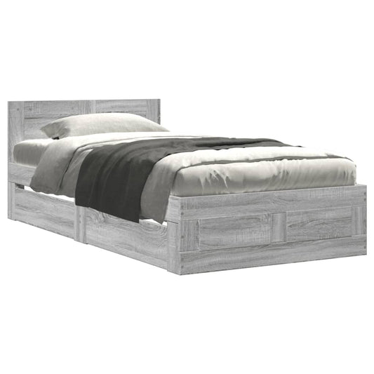 vidaXL Πλαίσιο Κρεβατιού με Κεφαλάρι Γκρι Sonoma 75x190 εκ. Επεξ. Ξύλο