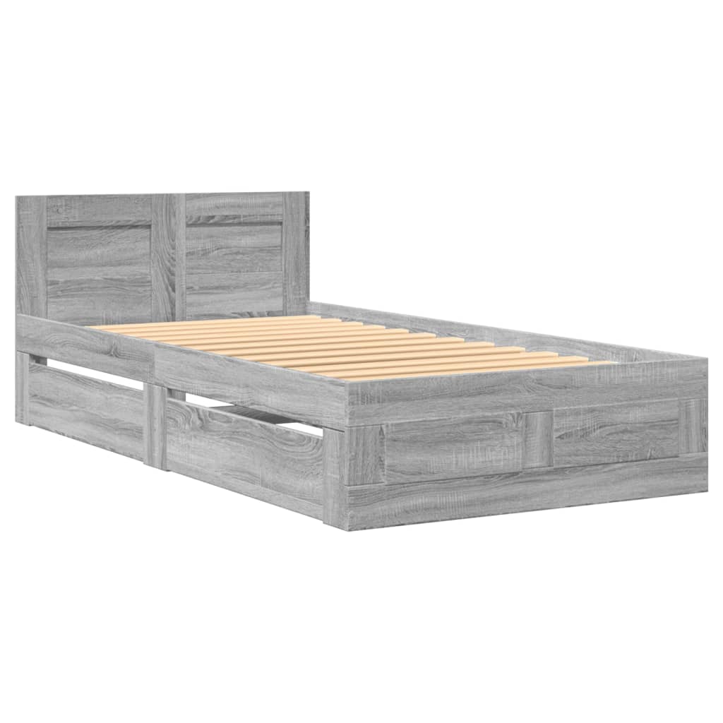 vidaXL Πλαίσιο Κρεβατιού με Κεφαλάρι Γκρι Sonoma 75x190 εκ. Επεξ. Ξύλο