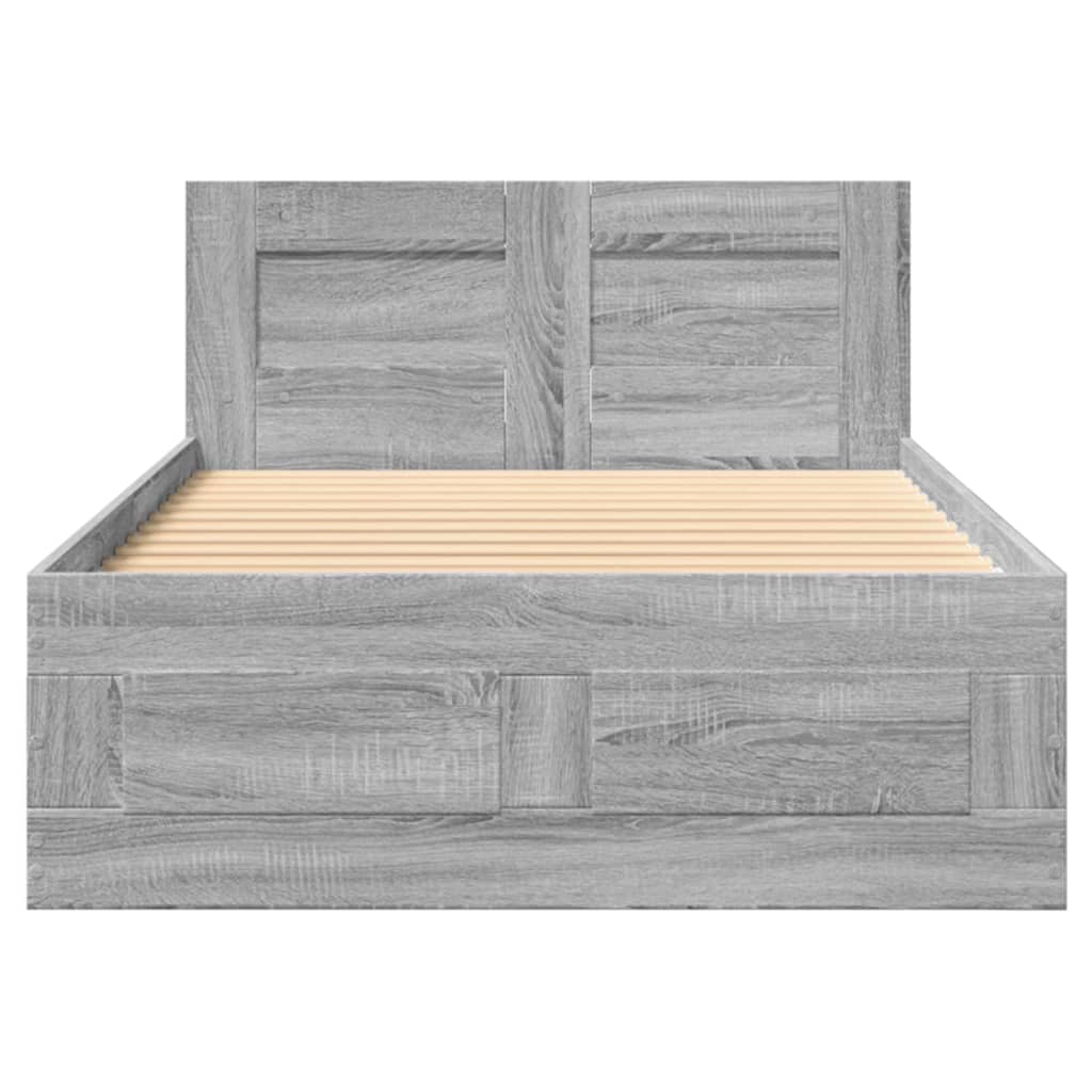 vidaXL Πλαίσιο Κρεβατιού με Κεφαλάρι Γκρι Sonoma 75x190 εκ. Επεξ. Ξύλο