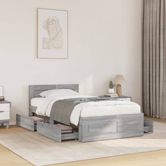 vidaXL Πλαίσιο Κρεβατιού με Κεφαλάρι Γκρι Sonoma 75x190 εκ. Επεξ. Ξύλο