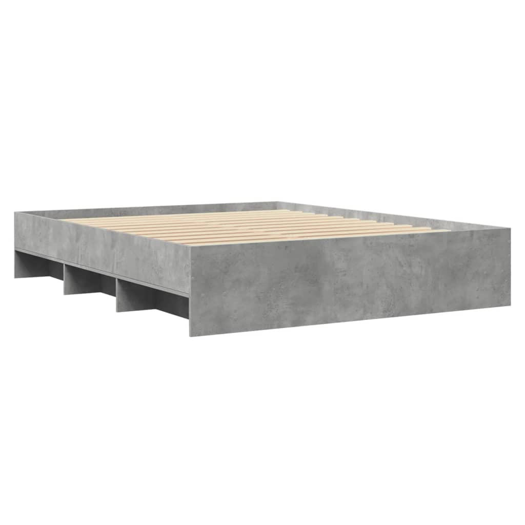 vidaXL Πλαίσιο Κρεβατιού Γκρι Σκυροδέματος 150x200 εκ. Επεξεργ. Ξύλο