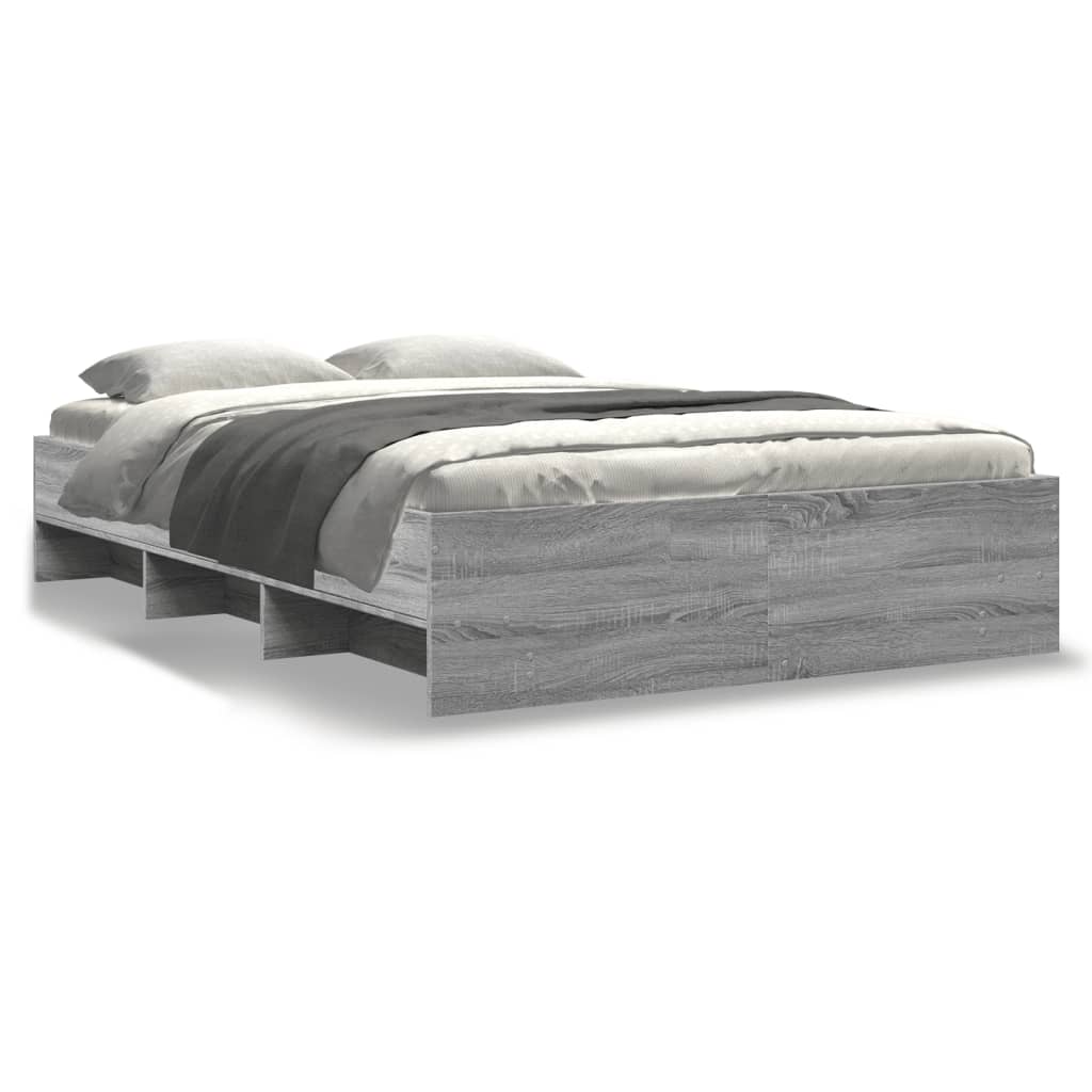 vidaXL Πλαίσιο Κρεβατιού Γκρι Sonoma 135x190 εκ. Επεξεργασμένο Ξύλο