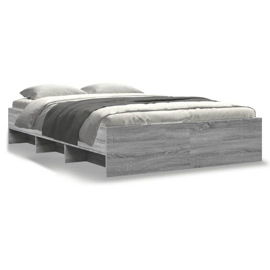 vidaXL Πλαίσιο Κρεβατιού Γκρι Sonoma 135x190 εκ. Επεξεργασμένο Ξύλο