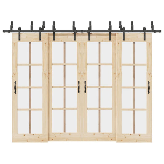 vidaXL Μηχανισμός Συρόμενης Μεσόπορτας Μαύρος 305 εκ. Ατσάλινος