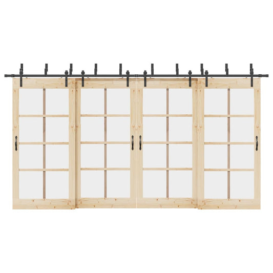 vidaXL Μηχανισμός Συρόμενης Μεσόπορτας Μαύρος 427 εκ. Ατσάλινος