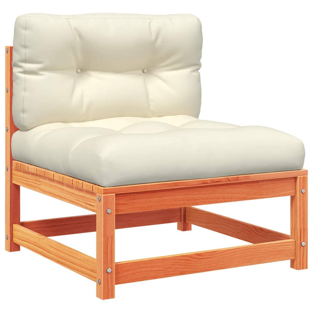 vidaXL Καναπές Κήπου Σετ 4 τεμ. Καφέ Μασίφ Ξύλο Πεύκου με Μαξιλάρια