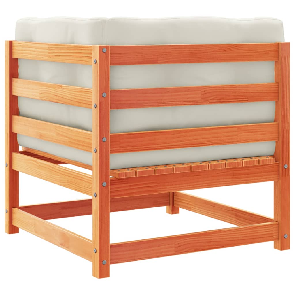 vidaXL Καναπές Κήπου Σετ 4 τεμ. Καφέ Μασίφ Ξύλο Πεύκου με Μαξιλάρια