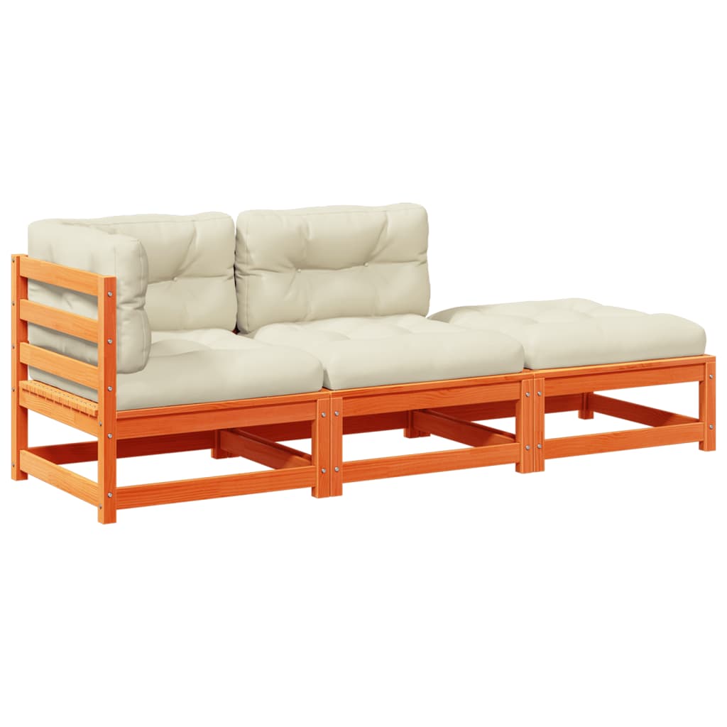 vidaXL Καναπές Κήπου Σετ 5 τεμ. Καφέ Μασίφ Ξύλο Πεύκου με Μαξιλάρια