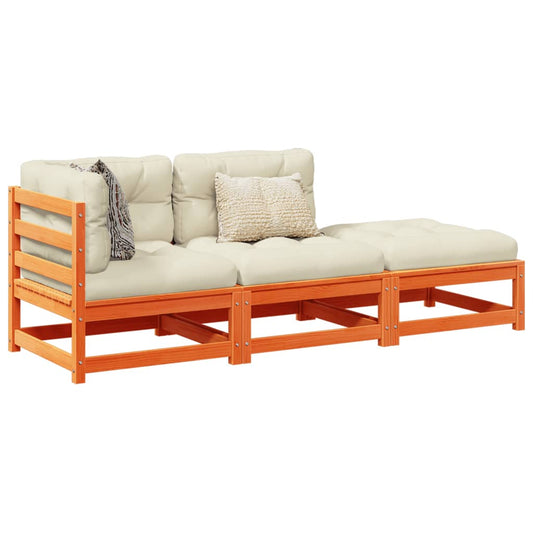 vidaXL Καναπές Κήπου Σετ 5 τεμ. Καφέ Μασίφ Ξύλο Πεύκου με Μαξιλάρια