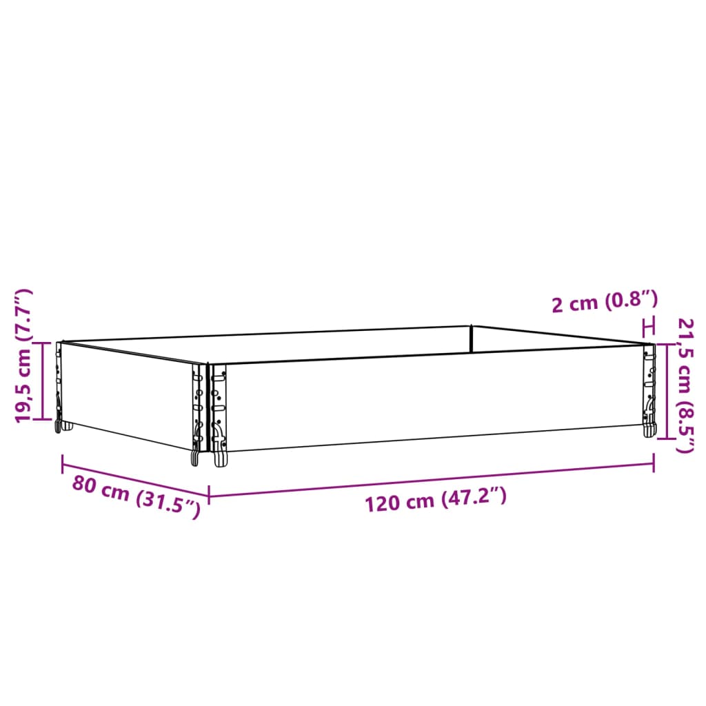 vidaXL Κολάρο Παλέτας Μαύρο 3 τεμ. 120x80 εκ. από Μασίφ Ξύλο Πεύκου