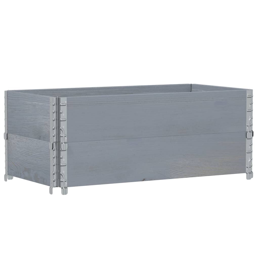 vidaXL Κολάρα Παλέτας 2 τεμ. Γκρι 100x50 εκ. από Μασίφ Ξύλο Πεύκου