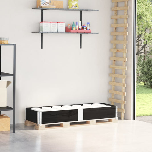 vidaXL Κολάρο Παλέτας Μαύρο 150x50 εκ. από Μασίφ Ξύλο Πεύκου