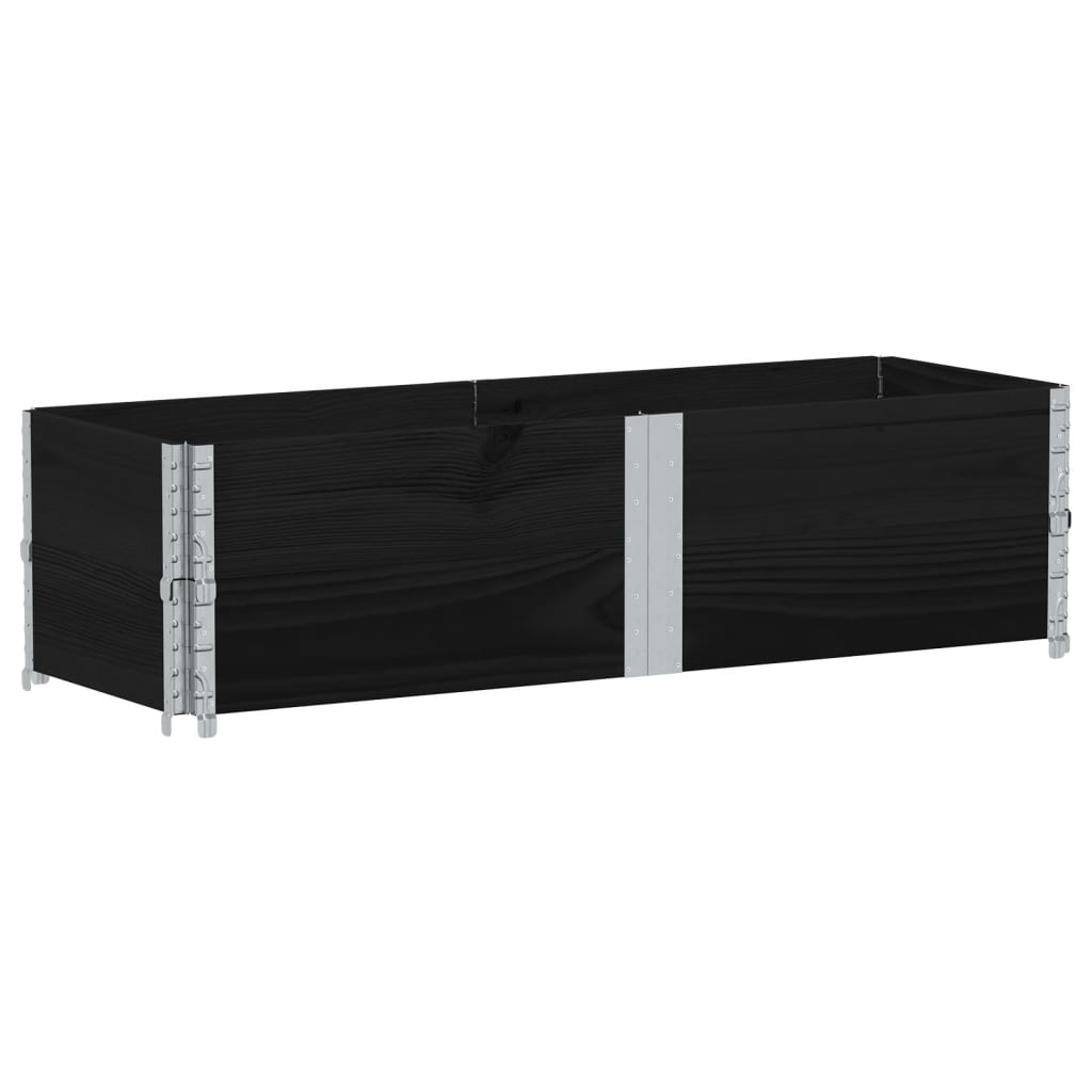 vidaXL Κολάρα Παλέτας 2 τεμ. Μαύρο 150x50 εκ. από Μασίφ Ξύλο Πεύκου