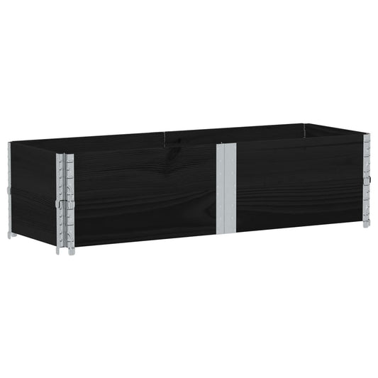 vidaXL Κολάρα Παλέτας 2 τεμ. Μαύρο 150x50 εκ. από Μασίφ Ξύλο Πεύκου