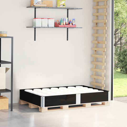 vidaXL Κολάρα Παλέτας Μαύρο 150x100 εκ. από Μασίφ Ξύλο Πεύκου