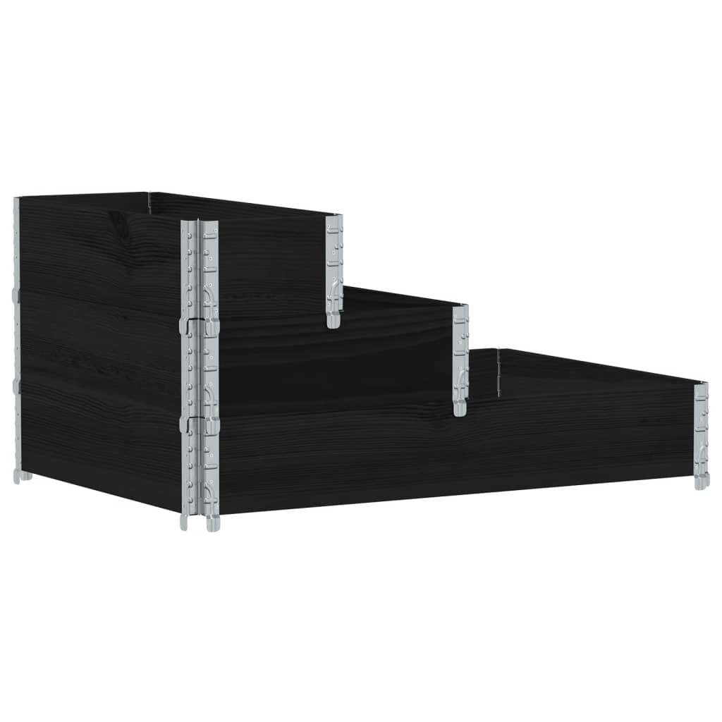 vidaXL Ζαρντινιέρα Υπερ. 3 Επιπέδων Μαύρη 120x80 εκ. Μασίφ Ξύλο Πεύκου