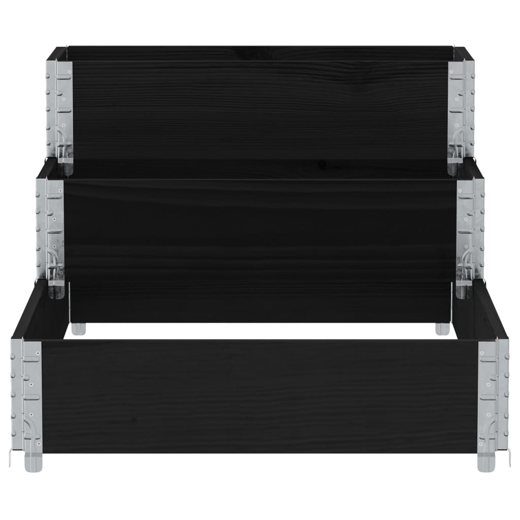 vidaXL Ζαρντινιέρα Υπερ. 3 Επιπέδων Μαύρη 120x80 εκ. Μασίφ Ξύλο Πεύκου