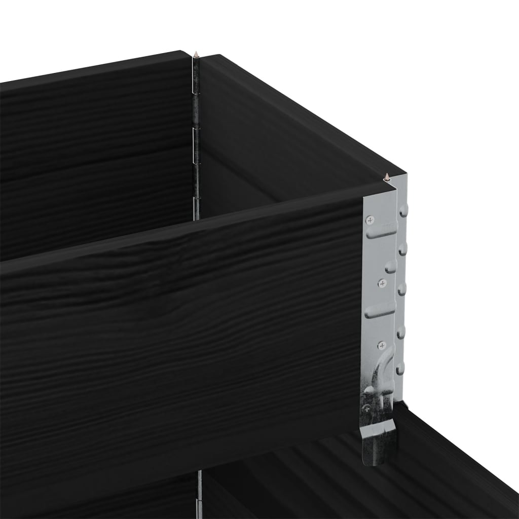 vidaXL Ζαρντινιέρα Υπερ. 3 Επιπέδων Μαύρη 120x80 εκ. Μασίφ Ξύλο Πεύκου
