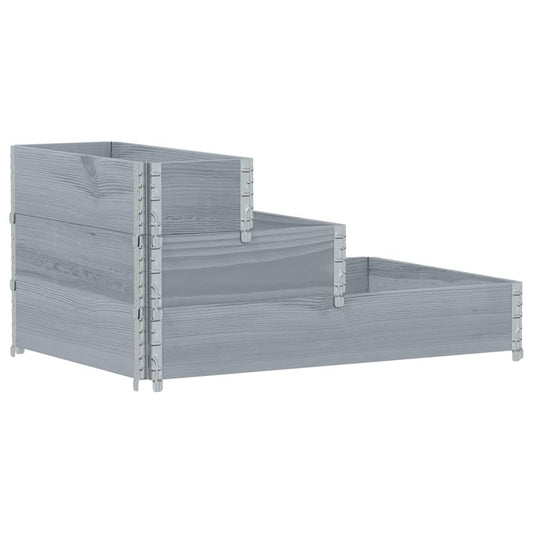 vidaXL Ζαρντινιέρα Υπερ. 3 Επιπέδων Γκρι 120x80 εκ. Μασίφ Ξύλο Πεύκου