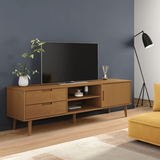 vidaXL Έπιπλο Τηλεόρασης MOLDE Καφέ 158x40x49 εκ. Μασίφ Ξύλο Πεύκου
