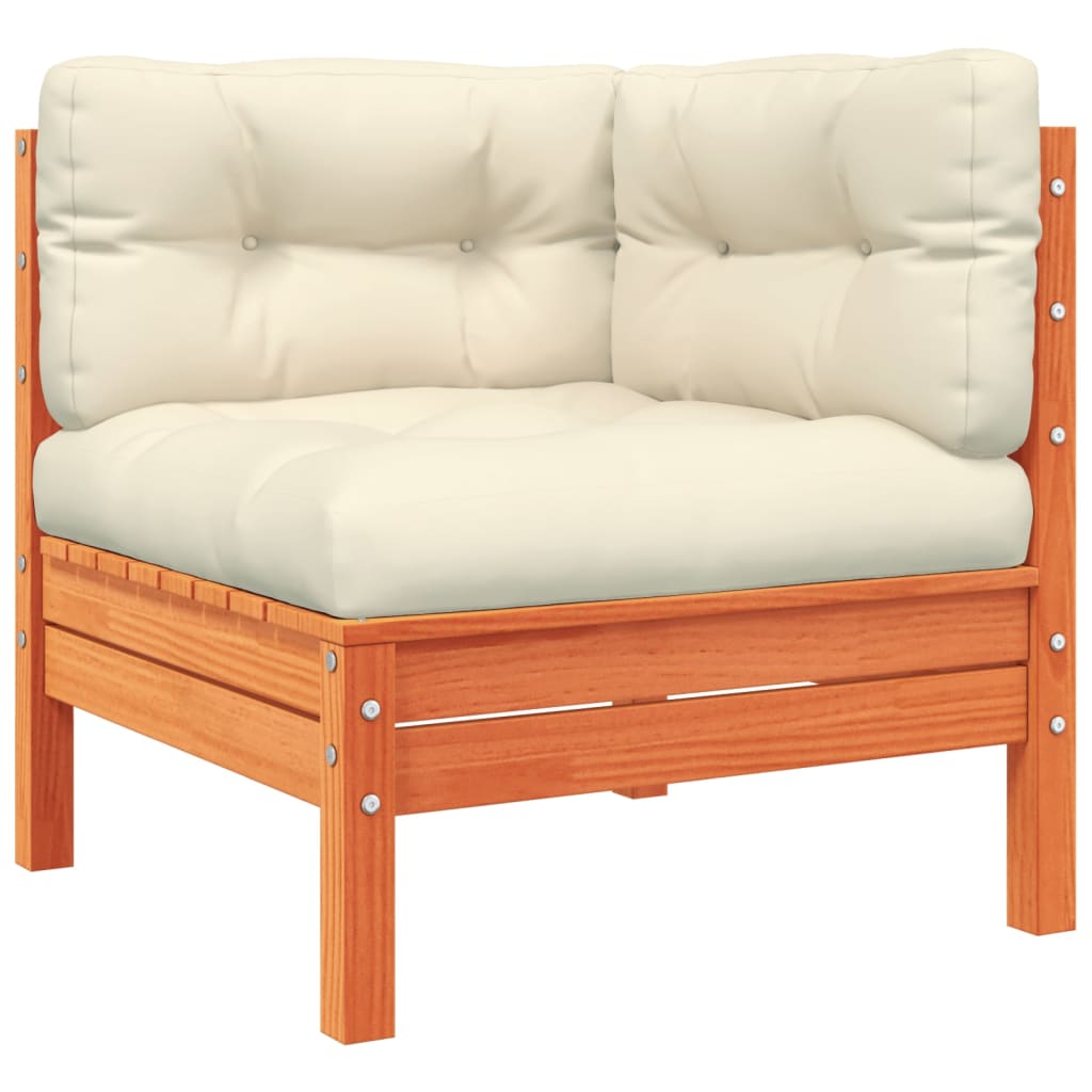 vidaXL Σαλόνι Κήπου Σετ 5 Τεμαχίων Καφέ Μασίφ Ξύλο Πεύκου με Μαξιλάρια