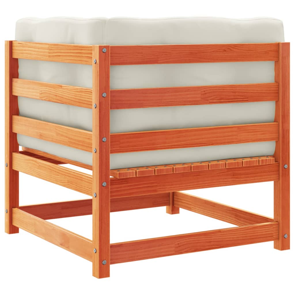 vidaXL Καναπές Κήπου Σετ 4 τεμ. Καφέ Μασίφ Ξύλο Πεύκου με Μαξιλάρια