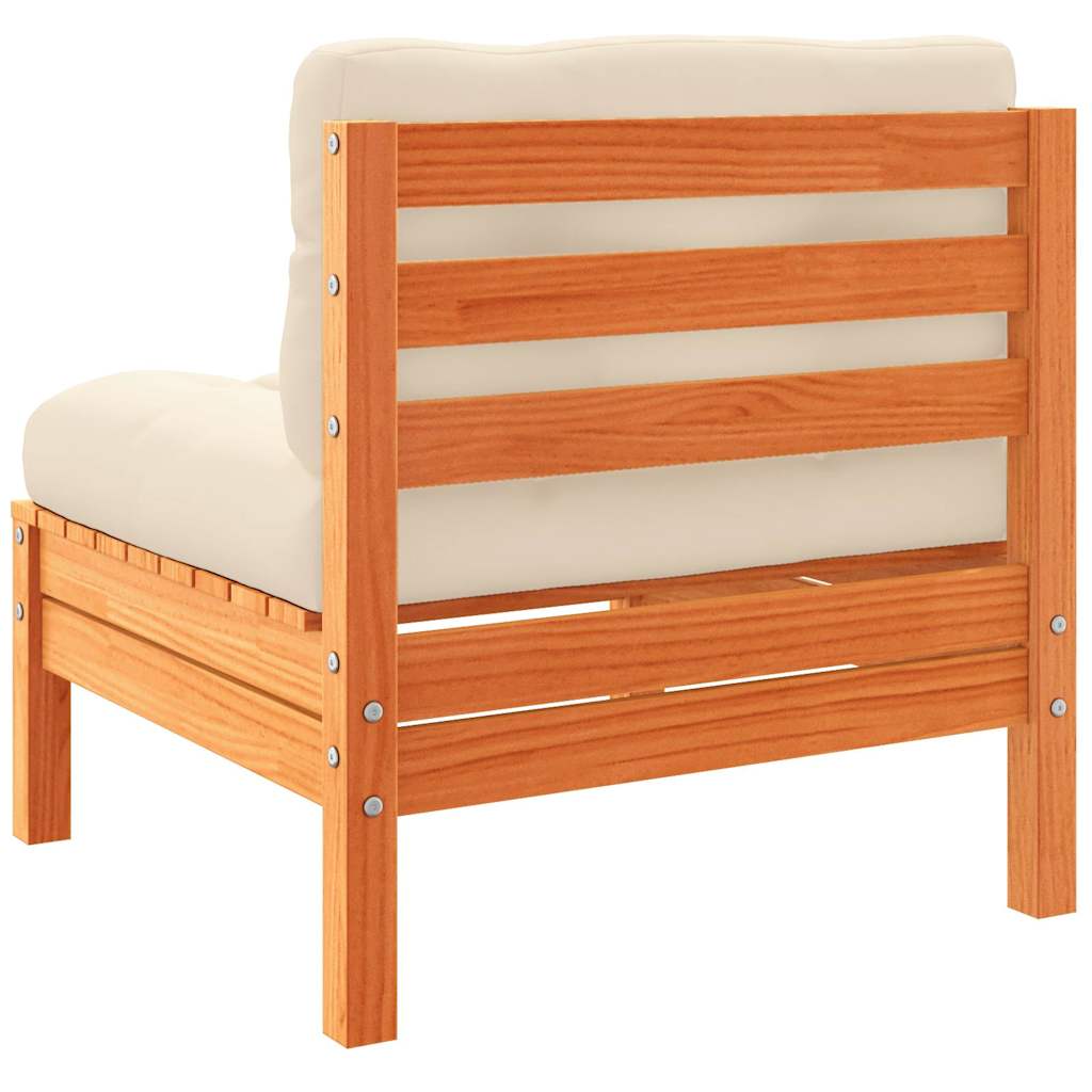 vidaXL Καναπές Κήπου Σετ 7 τεμ. Καφέ Μασίφ Ξύλο Πεύκου με Μαξιλάρια