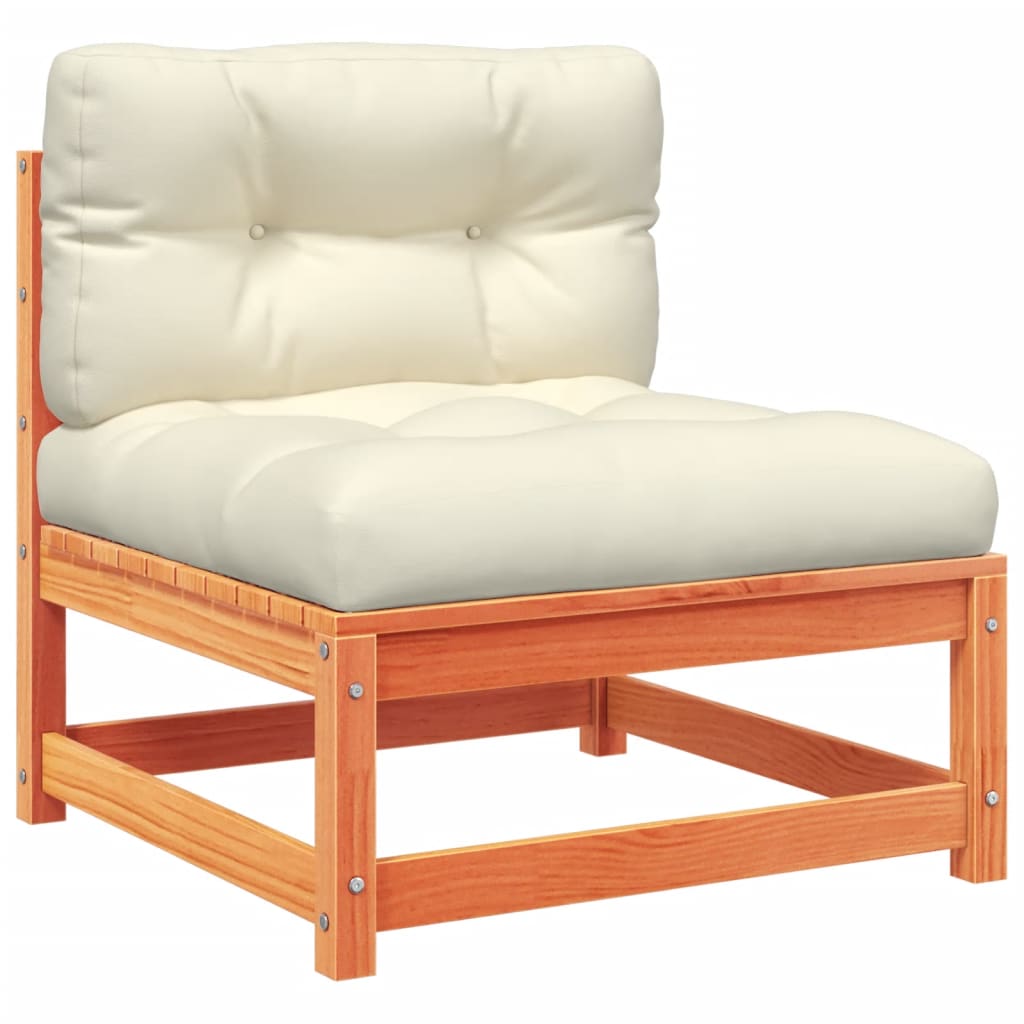 vidaXL Καναπές Κήπου Σετ 6 τεμ. Καφέ Μασίφ Ξύλο Πεύκου με Μαξιλάρια