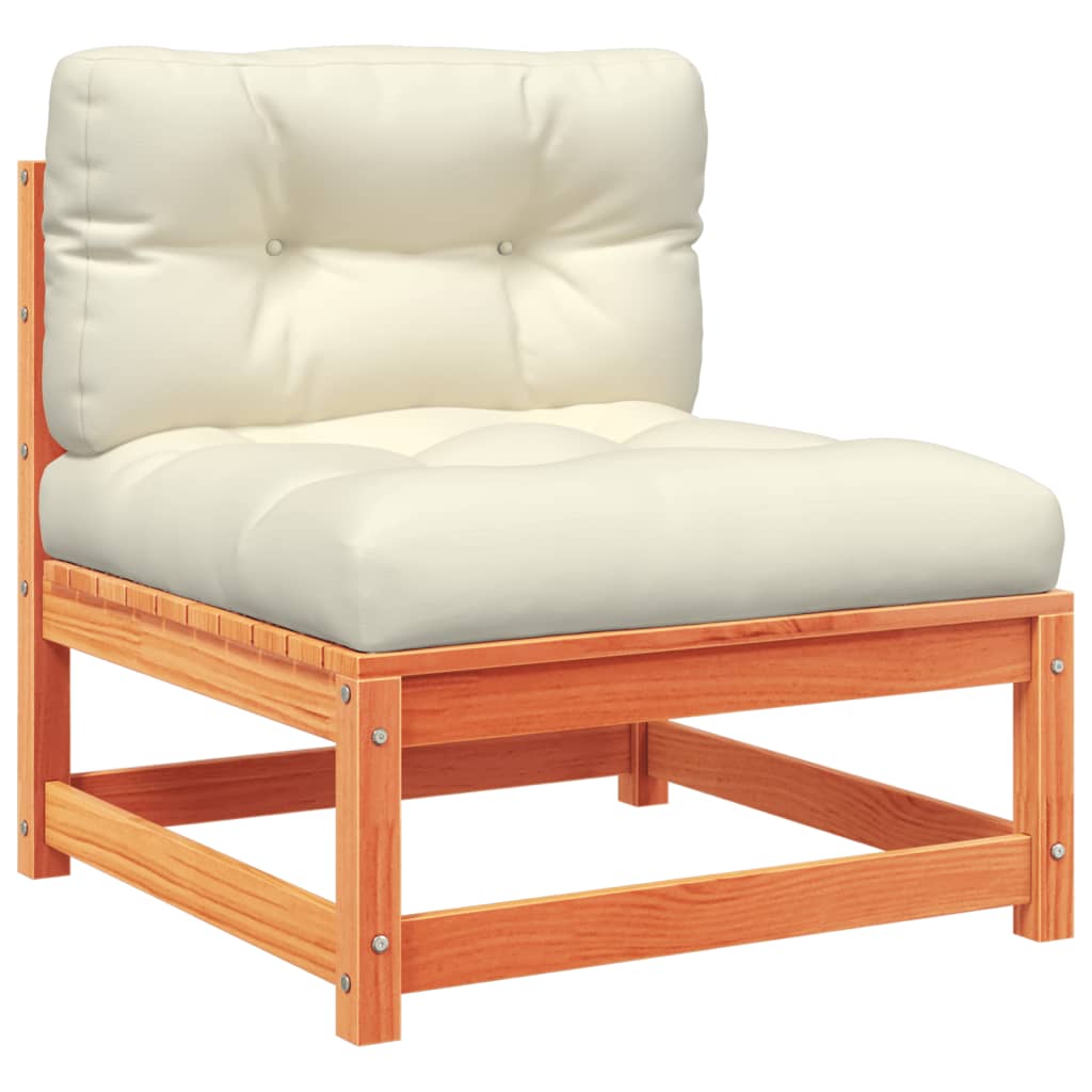 vidaXL Καναπές Κήπου Σετ 10 τεμ. Καφέ Μασίφ Ξύλο Πεύκου με Μαξιλάρια