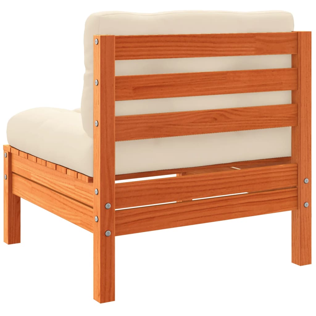 vidaXL Καναπές Κήπου Σετ 10 τεμ. Καφέ Μασίφ Ξύλο Πεύκου με Μαξιλάρια