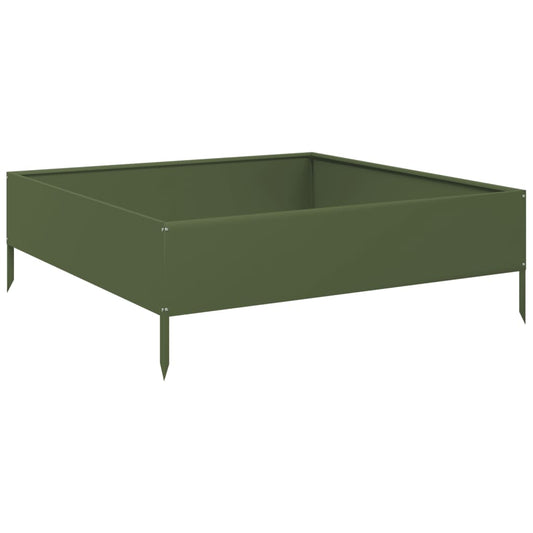 vidaXL Ζαρντινιέρα Υπερυψωμένη Λαδί 100x100x33,5 εκ. Ατσάλι