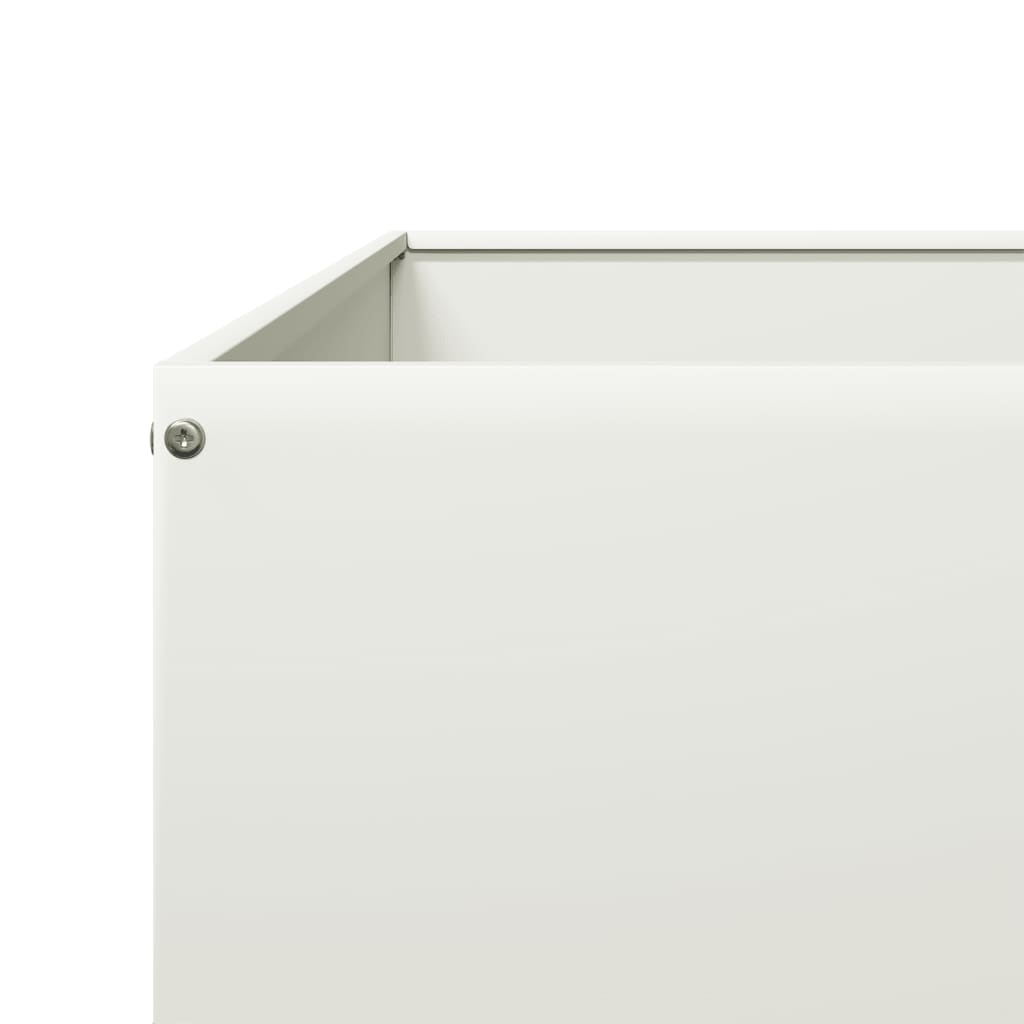 vidaXL Ζαρντινιέρα Υπερυψωμένη Λευκό 100x100x25 εκ. Ατσάλι