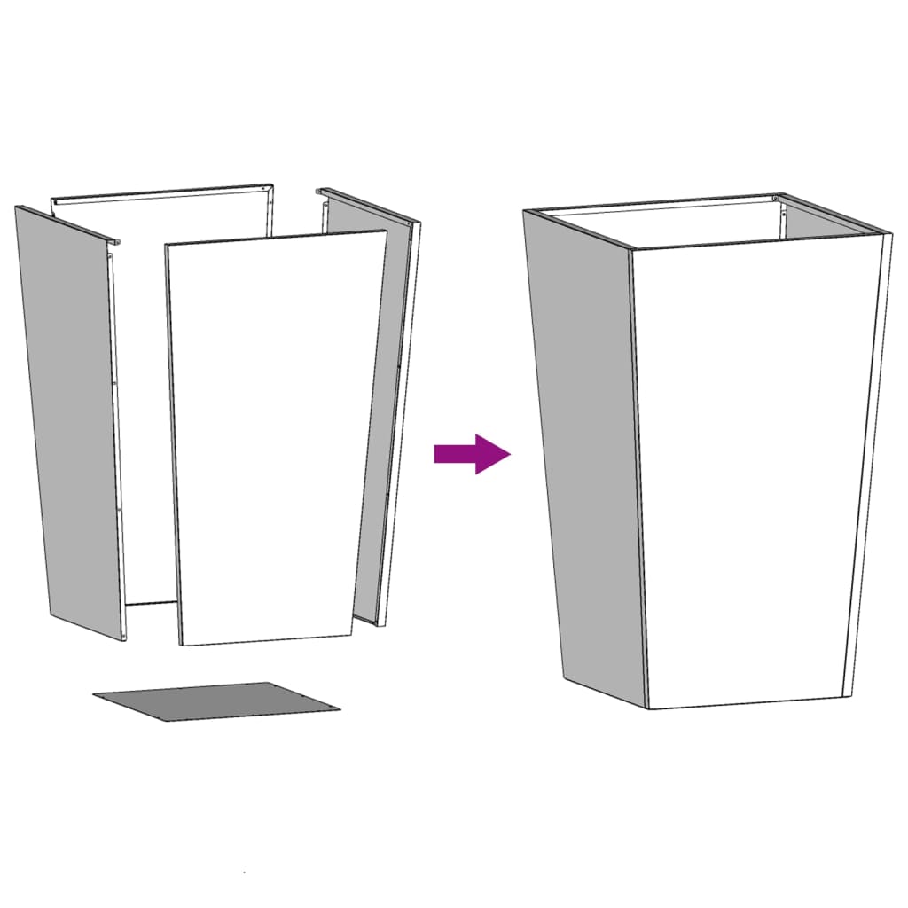 vidaXL Ζαρντινιέρα Κήπου Μαύρη 45x45x75 εκ. από Ατσάλι