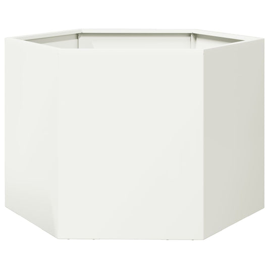 vidaXL Ζαρντινιέρα Κήπου Εξάγωνη Λευκή 69x60x45 εκ. Ατσάλι