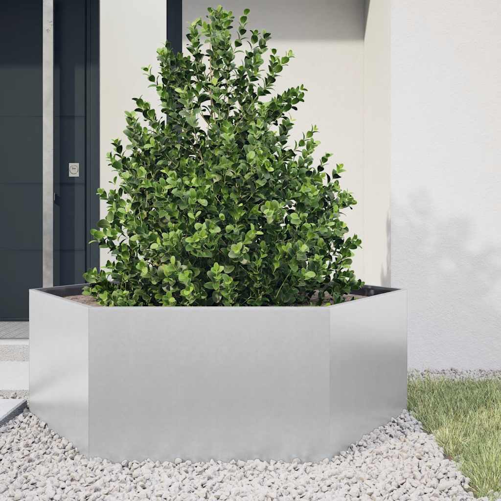 vidaXL Ζαρντινιέρα Κήπου Εξάγωνη 138x120x45 εκ. Γαλβανισμένο Χάλυβα