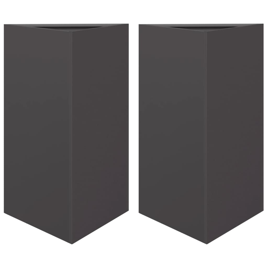 vidaXL Ζαρντινιέρες Κήπου 2 τεμ. Μαύρο Τρίγωνο 50x43x75 εκ. από Ατσάλι