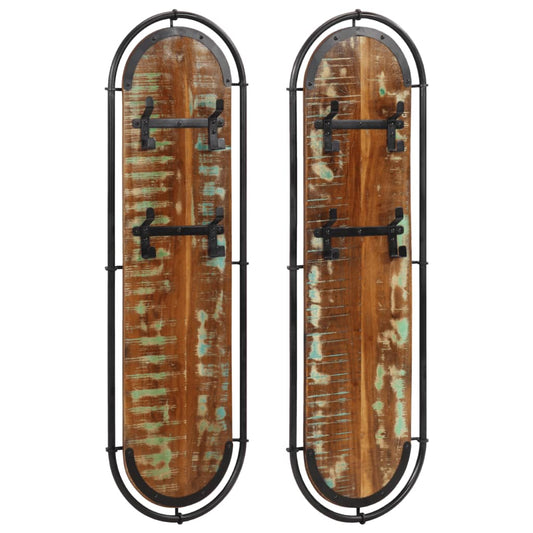 vidaXL Κρεμάστρες Τοίχου Επιτοίχιες με 4 Γάντζους 2 τεμ. Μασίφ Μάνγκο