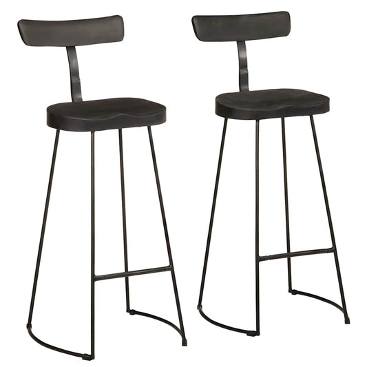 vidaXL Bar Stools 2 τεμάχια Μαύρο 49x43x103 cm Στερεό ξύλο Mango