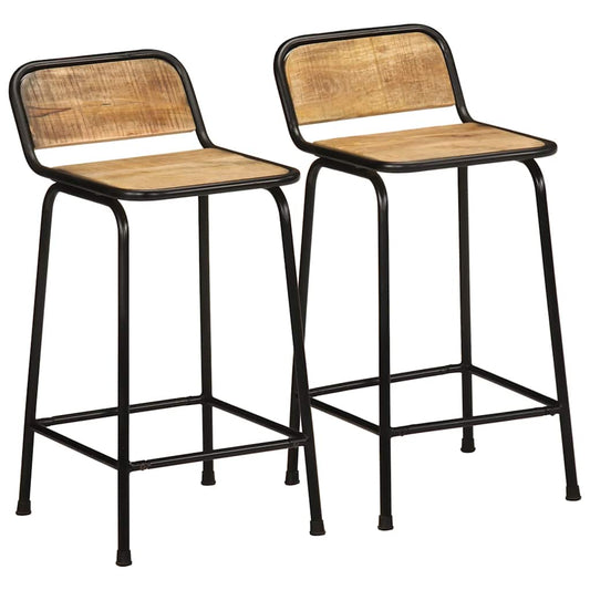 vidaXL Bar Stools 2 τεμάχια 46x35,5x80 cm Στερεό ξύλο Rough Mango