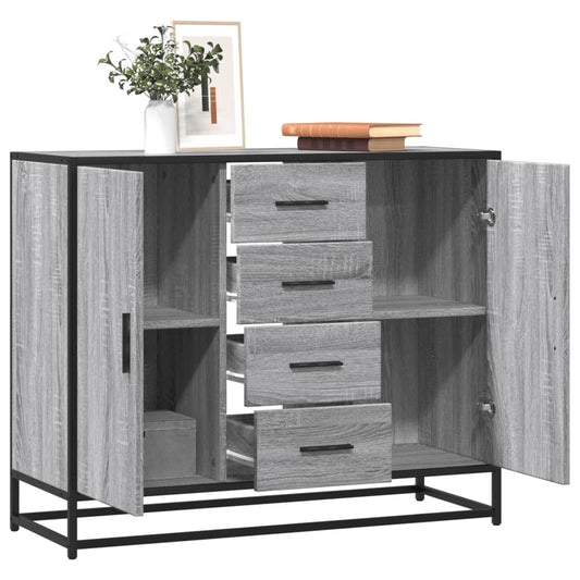 vidaXL Sideboard Γκρι Sonoma 92x35x76 cm Ξύλινο μηχανουργικό ξύλο