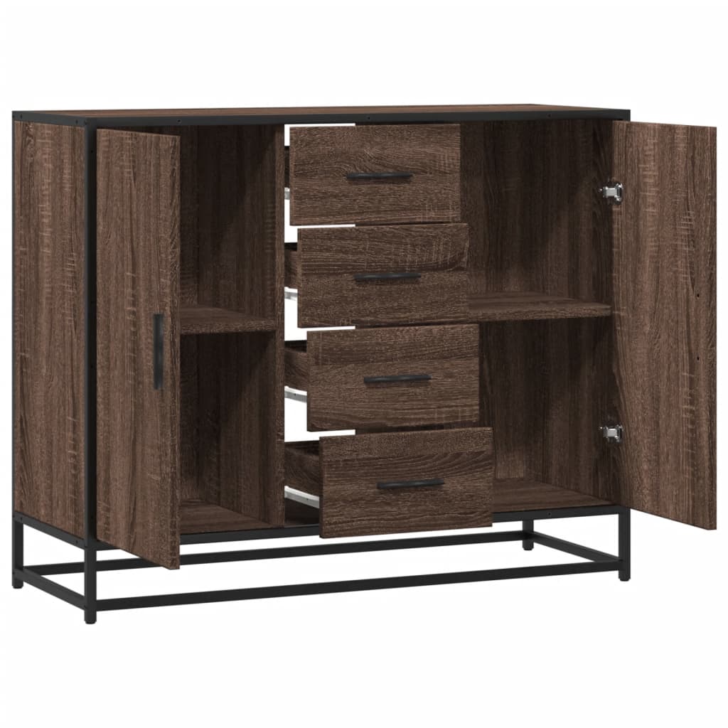 vidaXL Sideboard καφέ δρυς 92x35x76 cm Ξύλινο μηχανουργικό ξύλο