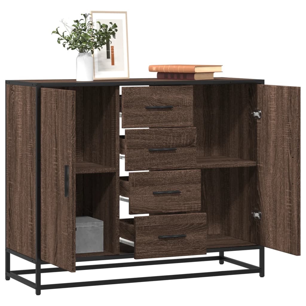 vidaXL Sideboard καφέ δρυς 92x35x76 cm Ξύλινο μηχανουργικό ξύλο