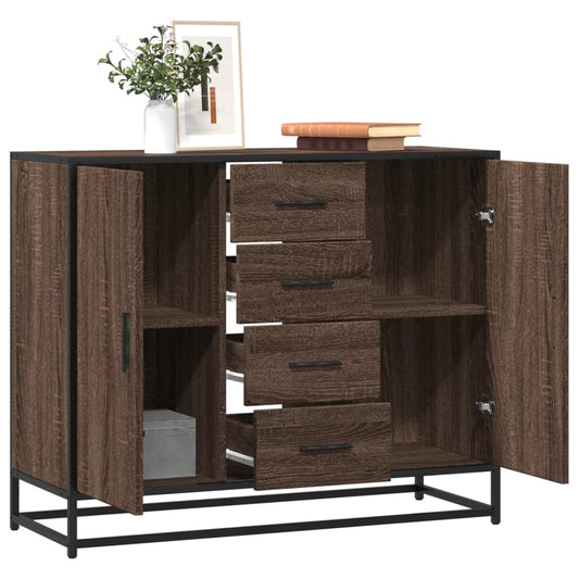 vidaXL Sideboard καφέ δρυς 92x35x76 cm Ξύλινο μηχανουργικό ξύλο