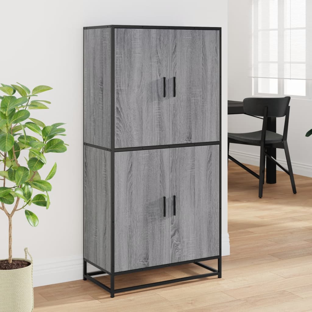 vidaXL Highboard Γκρι Sonoma 68x35x139 cm Ξύλινο μηχανουργικό ξύλο
